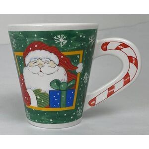 Christmas Santa Coffee Mug Candy Cain Holiday Decor Ceramic Tea